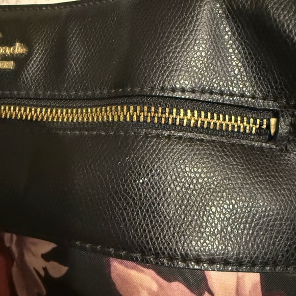 Kate Spade Black and Pink Rose Nylon And Leather Floral Tote. Previously Loved - Picture 4 of 15